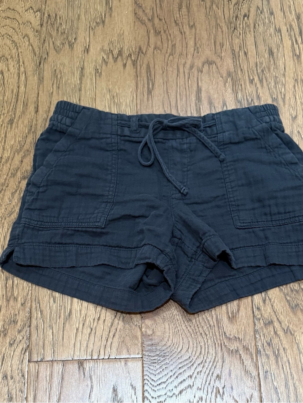 Women's Black Drawstring Cotton Shorts